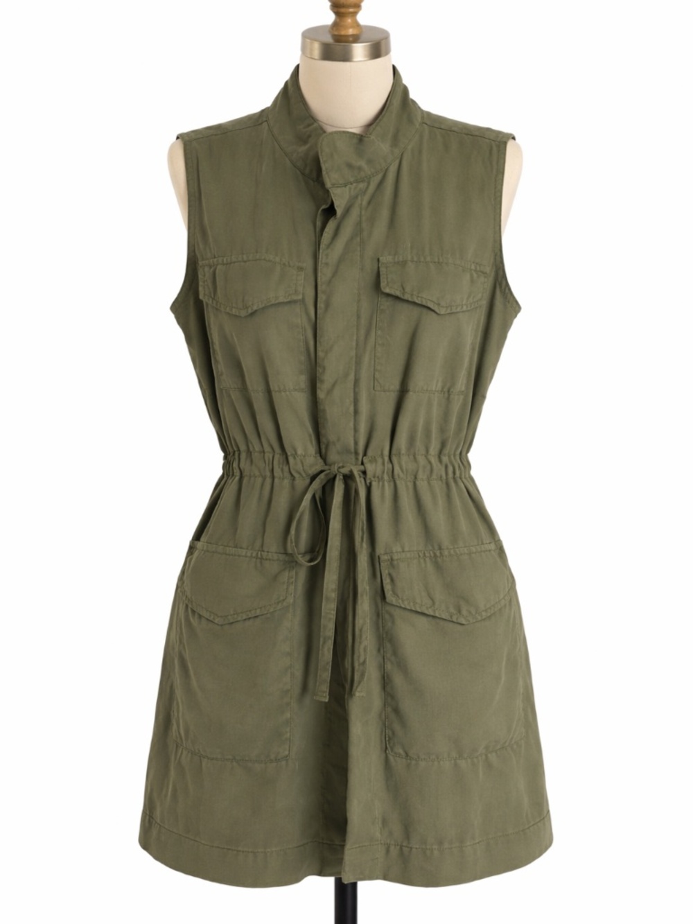 Mossimo Olive Green Utility Vest Dress Size M Safari Military Chic Jacket